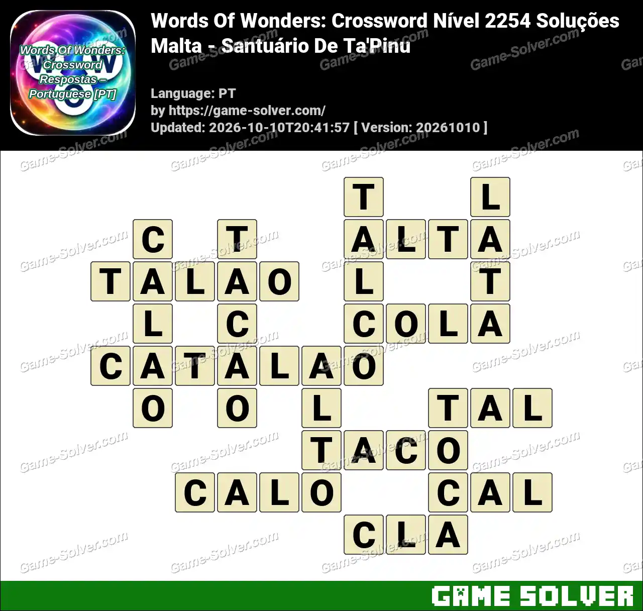 Words Of Wonders: Crossword Nível 2254 Soluções – Malta – Santuário De Ta’Pinu